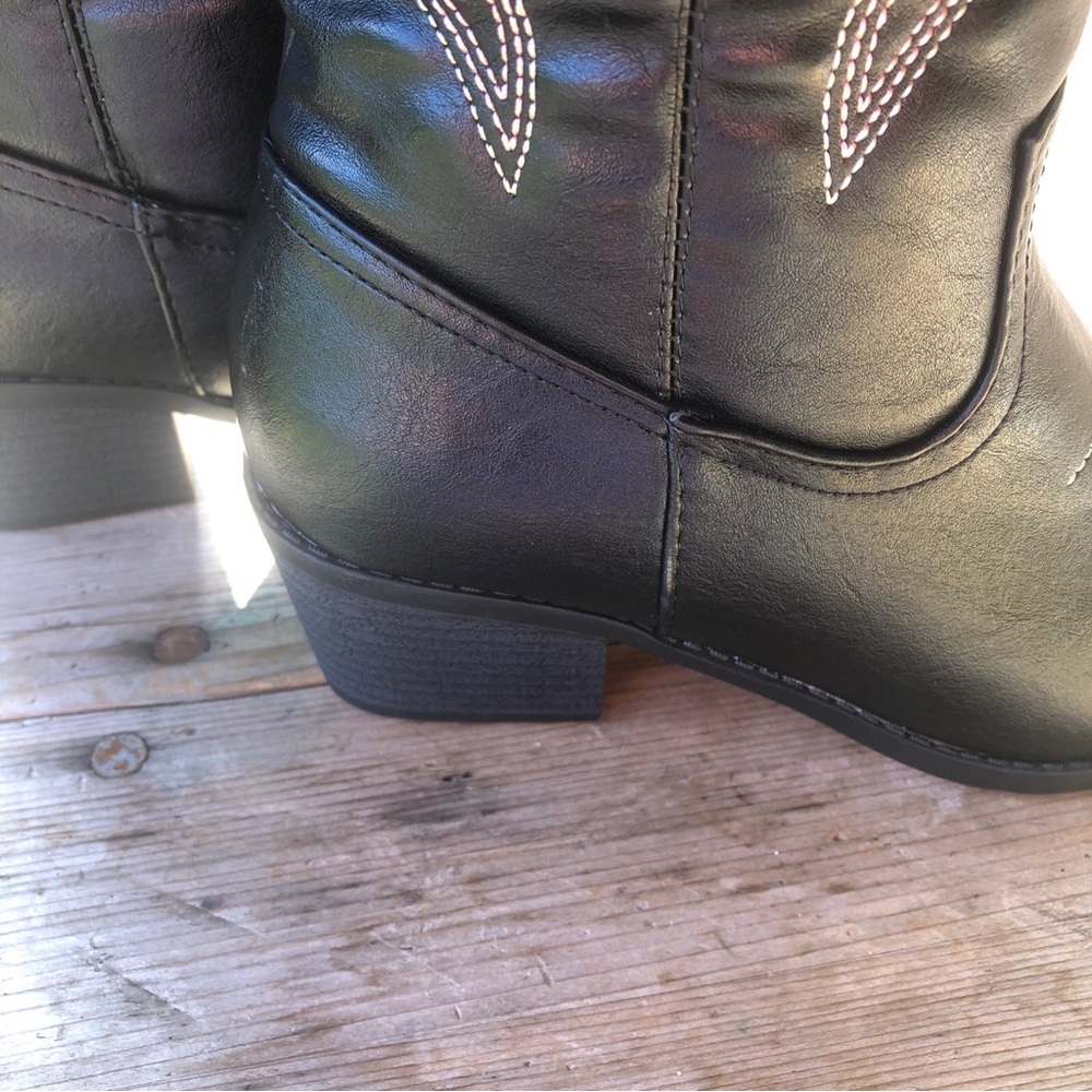 Women Cowgirl Western Boots Round Pointed Toe Pull On Mid Calf Boots Size 6.5 - Picture 6 of 8
